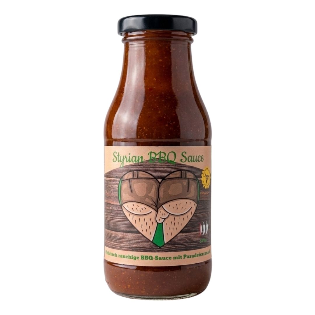 Styrian BBQ Sauce von Kitchen Bastards, 270-g-Flasche – steirisch-rauchige Barbecuesauce mit Paradeismark