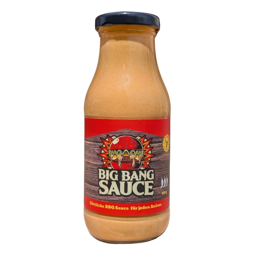 Big Bang Sauce von Kitchen Bastards in Glasflasche, cremige mild-würzige BBQ und Burger Sauce für Burger, Pommes, Chicken und Grillgerichte