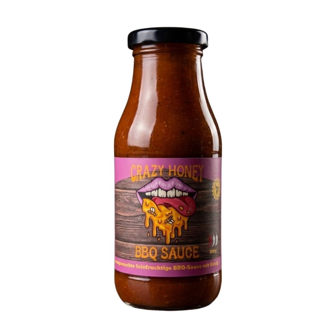 Crazy Honey BBQ Sauce von Kitchen Bastards, 270-g-Flasche – feinfruchtige, honigsüße Barbecuesauce