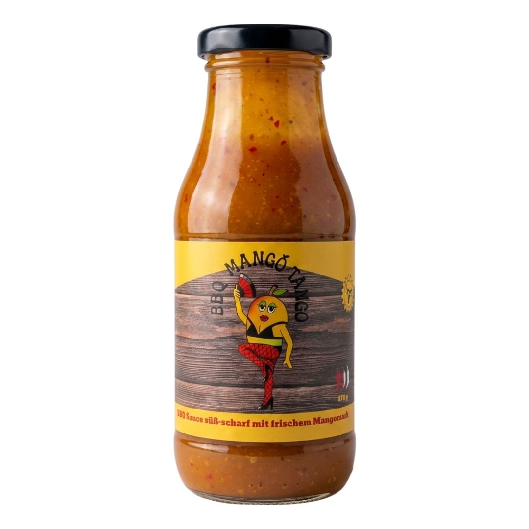 Mango Tango BBQ Sauce von Kitchen Bastards, 270-g-Flasche – süß-scharfe Barbecuesauce mit Mango