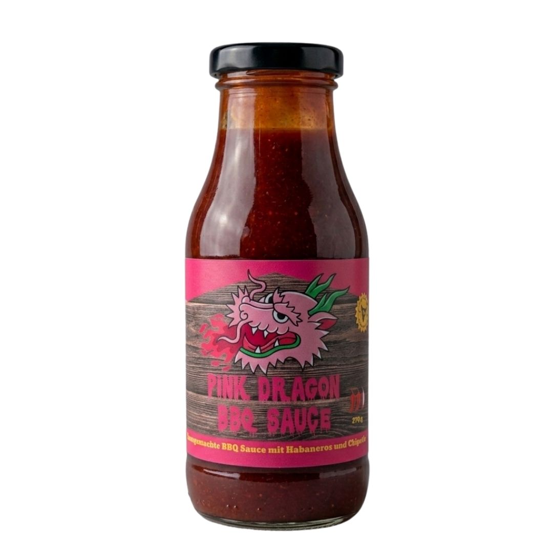 Pink Dragon BBQ Sauce von Kitchen Bastards, 270-g-Flasche – scharfe Barbecuesauce mit Habanero und Chipotle