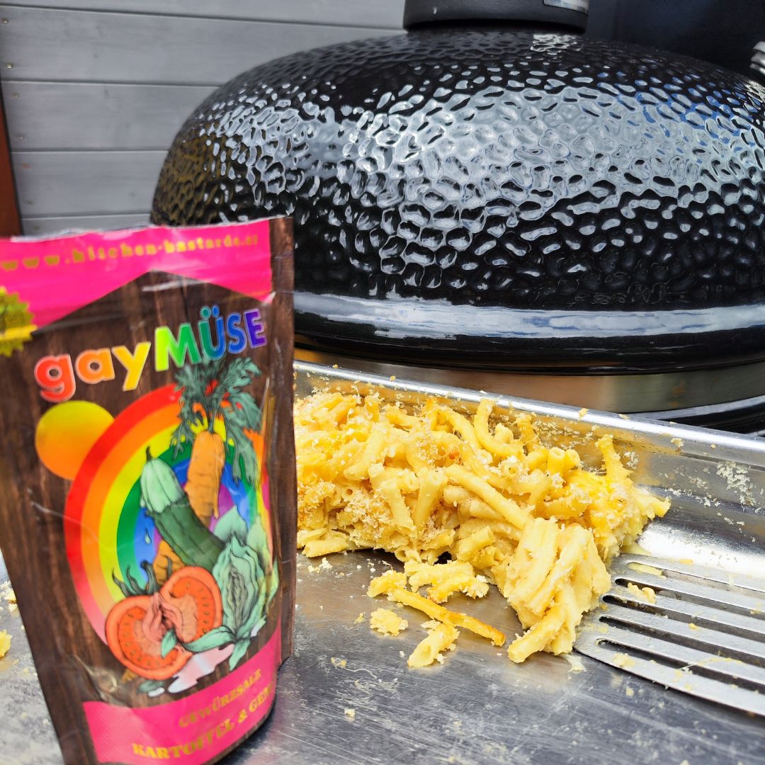 Gaymüse Kartoffel und Gemüse Gewürz von Kitchen Bastards auf Spätzle zur Zubereitung von würzigen Beilagen aus der Pfanne oder vom Grill